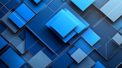 Fototapeta premium Geometric blue and grey squares forming glossy abstract pattern picture