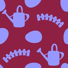Spring garden seamless Easter eggs and watering can pattern for wrapping paper and fabrics and linens