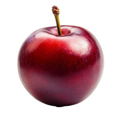 Vibrant red plum showcasing its smooth texture and rich color against a clean transparent background, red plum isolated on transparent background