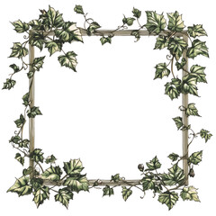Obraz premium decorative square floral frame made of green leaves isolated png transparent cutout