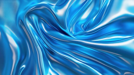 Obraz premium Glossy Blue Fabric Texture with Flowing Waves and Soft Shimmer