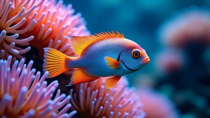 Tropical Fish Swimming in Coral Reef