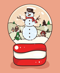 Snow globe with snowman and winter village