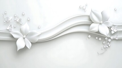 Two white dimensional flowers appear with decorative elegant accents