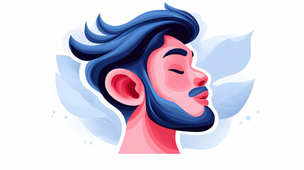 Serene Male Portrait Pixel Art Illustration
