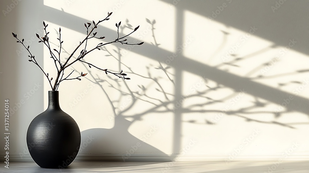 Poster minimalist vase with branch shadows