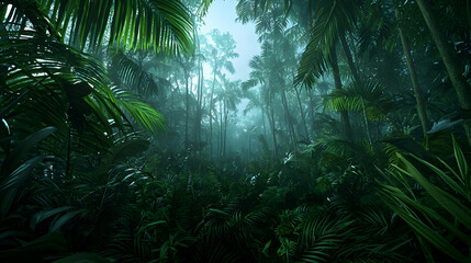 Fototapeta premium Dense Lush Tropical Forest Pathway