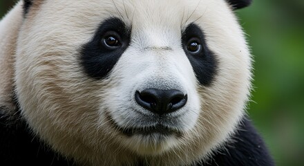 Fototapeta premium Close-up of a Panda's Face, showcasing its distinctive markings.