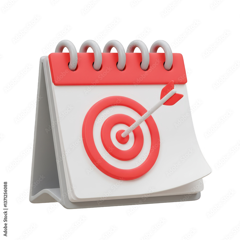Poster A 3D illustration of a desktop calendar with a spiral binding on top isolated on transparent background