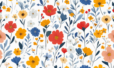 Floral seamless pattern Summer flowers. Vector design of a flower garden for textile printing, postcards and wallpaper