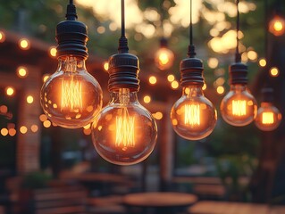 Outdoor string lights, patio evening ambiance
