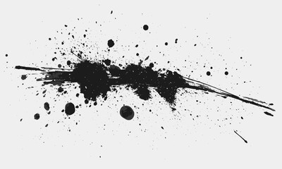Abstract black ink splatter on white background, grunge artistic design vector