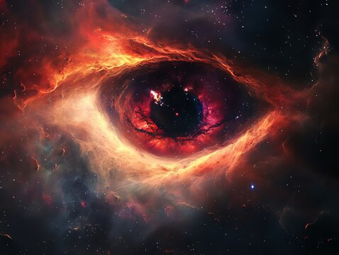 Cosmic Eye Galaxy Nebula with Vibrant Colors and Sparkling Stars