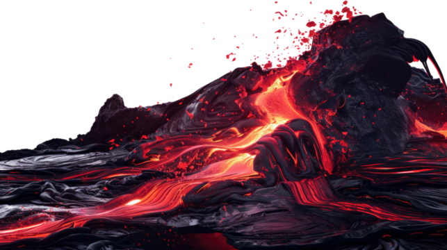 Volcanic Eruption: A dramatic and awe-inspiring depiction of a volcanic eruption, showcasing molten lava cascading down a rugged mountain, a powerful display of earth's raw energy.