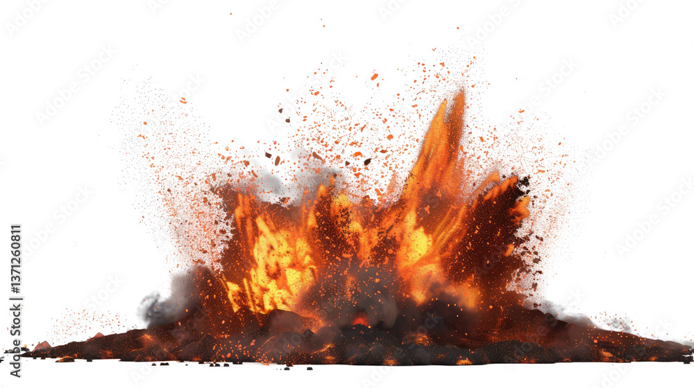 Poster fiery explosion: a dynamic image of an explosion, showcasing the raw power and energy of fire and fo