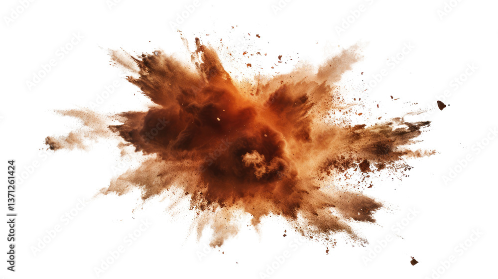 Poster explosive dynamics: a stunning visual of a powder explosion. the intricate details and colors of the