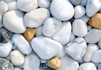 Textured White and Gray Pebbles with Accents of Golden Stones