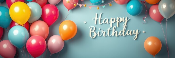 Colorful balloons and festive decorations create a cheerful atmosphere for a birthday celebration