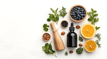 Natural health ingredients arranged for wellness