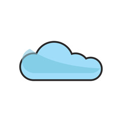 Vector illustration of a simple blue cloud icon representing cloud storage, internet services, and digital data hosting in modern technology