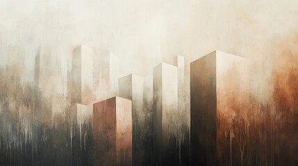 Abstract Cityscape in Soft Hues A Modern Architectural Painting