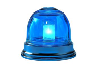 3D blue siren light, Isolated on transparent or white background