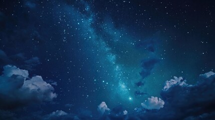 Naklejka premium Majestic sky with aurora and stars in green northern lights