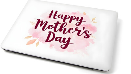 Watercolor-style laptop decal features bold "Happy Mother's Day" text blending into abstract floral design for tech-savvy moms.