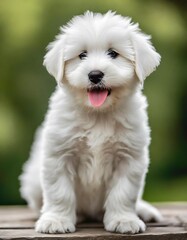 Small White Puppy Cut Out Cleanly Against a Void to Showcase Its Fluffy Fur