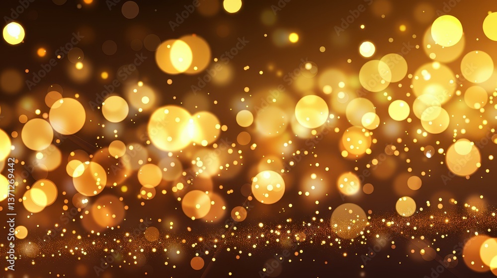 Poster a stunning vector background filled with golden bokeh dust, creating a dreamy blur and sparkling amb