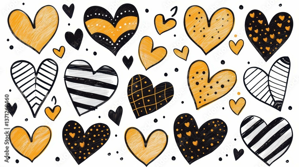 Poster a charming set of handdrawn vector hearts perfect for adding a personal touch to your designs and il
