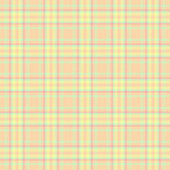 Rich fabric texture check, duvet cover plaid tartan seamless. Proud textile background vector pattern in orange and light colors.