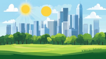 Vibrant skyline vector, showcasing urban beauty with a clean backdrop, perfect for design enthusiasts seeking serenity.