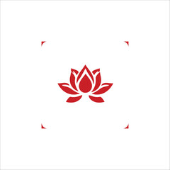 Red Lotus Flower Icon Vector Design – Stylized Representation of Purity and Enlightenment with Minimalist Triangular Elements.