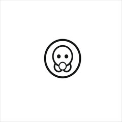 Black Silhouette of a Figure Holding a Baby Within a Circle – Minimalist Design Depicting Parenthood, Care, and Connection