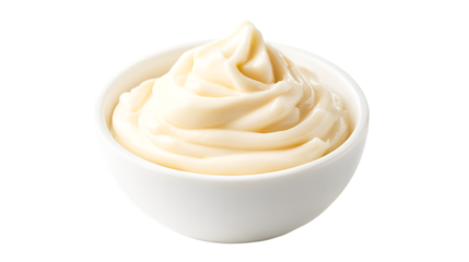 Creamy Mayonnaise Swirls in a White Bowl Delicious and Smooth Texture