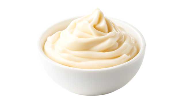 Creamy Mayonnaise Swirls in a White Bowl Delicious and Smooth Texture