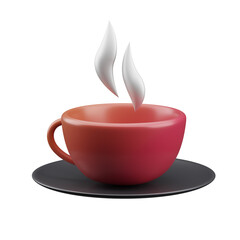  Red tea cup icon 3D Render