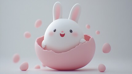 Obraz premium Cute Easter Bunny in Egg