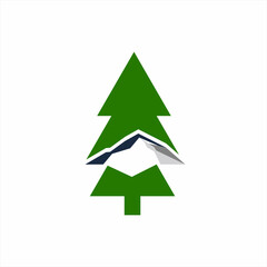 Christmas element design with pine tree and iceberg illustration.