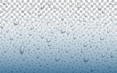 Vector Water drops on glass. Rain drops on transparent background