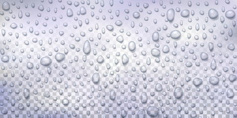 Vector Water drops on glass. Rain drops on transparent background
