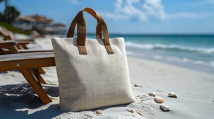 Beach Tote Bag on Sandy Shore
