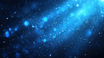 Fototapeta premium Abstract blue bokeh light particles in dark space