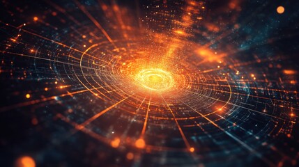 Obraz premium Abstract digital network swirling vortex.