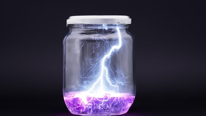 A jar containing lightning on isolated background