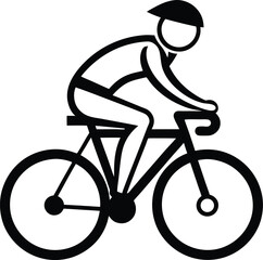 Naklejka premium Person riding bicycle silhouette, silhouette of a person riding a bicycle, man on bicycle silhouette vector illustration 
