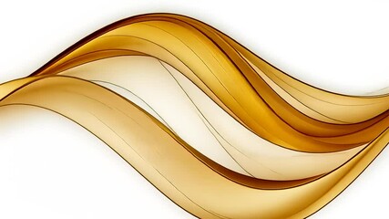 Abstract golden waves flowing gracefully across a white background, creating a sense of elegance and movement