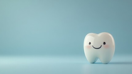 Cute tooth illustration on a light blue background