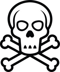 Skull and crossbones silhouette, Crossbones and skull death flat vector icon for apps and games 